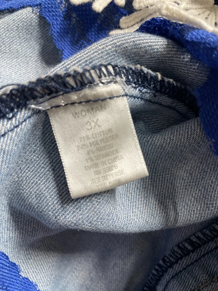 Dressbarn 女式蓝色钩针花边细节西部 Y2K 牛仔背心尺寸 3X — 第 4/4 张图片