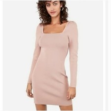 NEW Express x Negin Mirsalehi Puff Sleeve Knit Dress Long Sleeve Valentines