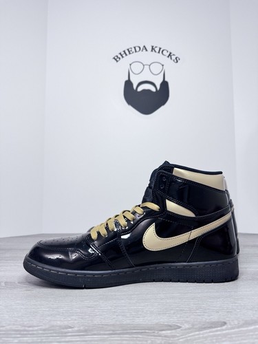 Taglia 14 - Air Jordan 1 Retro High Nero Oro Metallizzato 2020 555088-032 Autentico - Foto 2 di 11