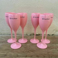 Veuve Clicquot Pink Champagne Flutes Set 6 Rose Glasses New 05052610