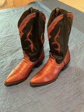 Women s Vintage Leather Dingo Cowgirl Boots sz 7M Two Tone Black and Brown
