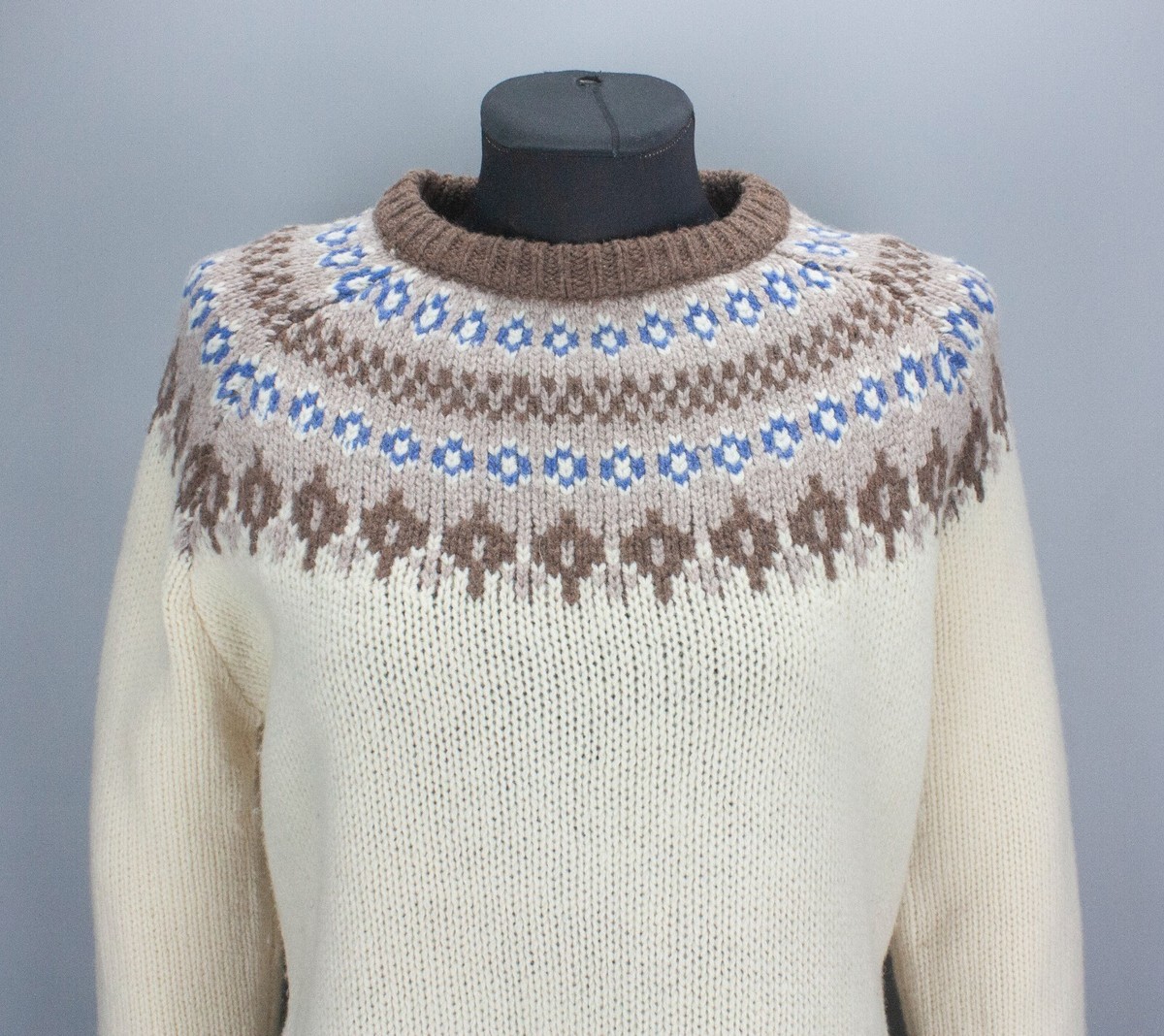 House Of Bruar Munrospun Fair Isle White Lambswool Knit Jumper