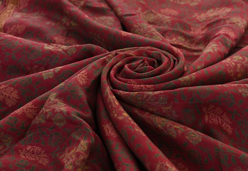 Vintage Saree Abstract Printed Silk Red Saree Indian Running Craft Fabric 5Yard - Picture 3 of 3