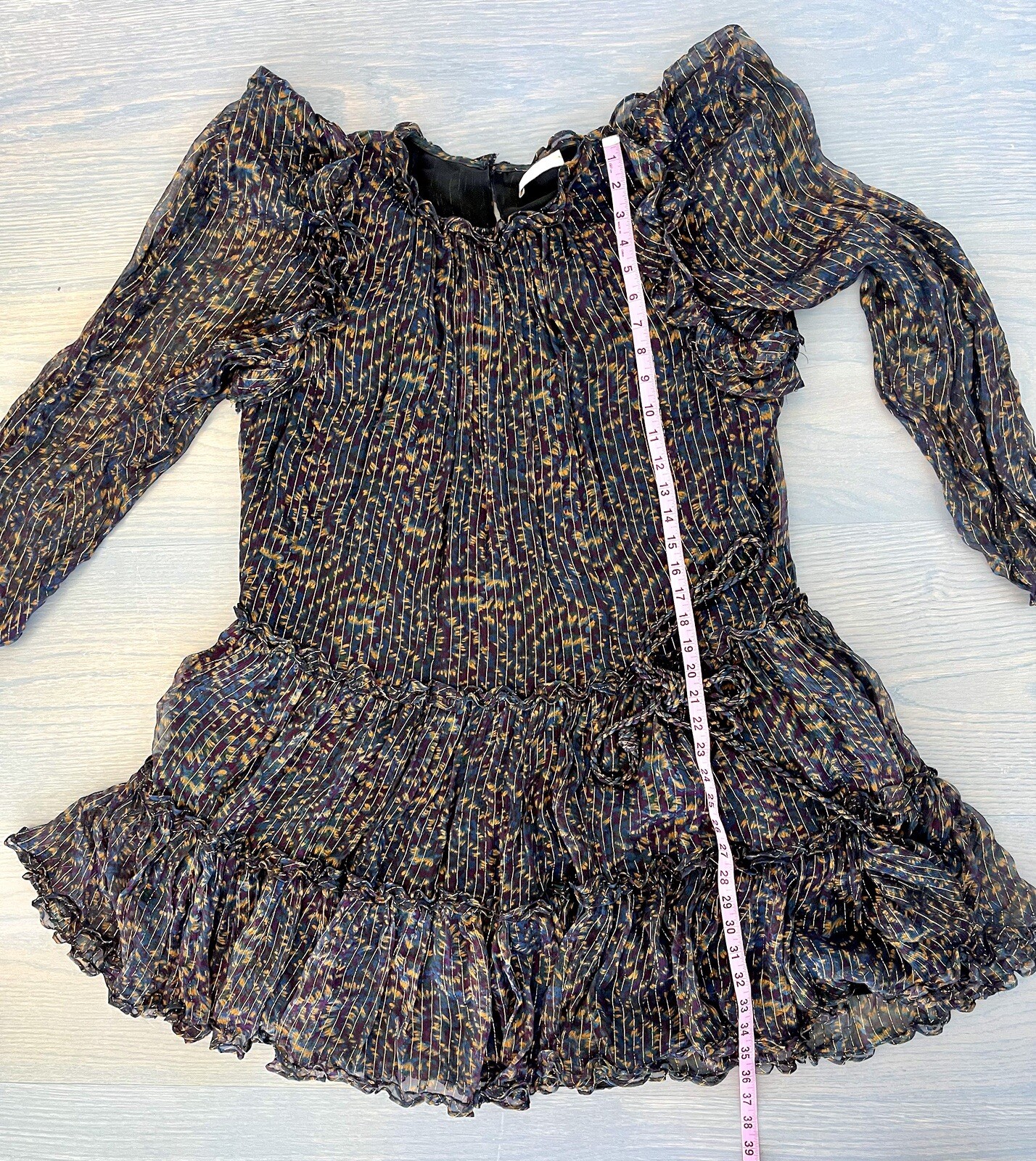 ULLA JOHNSON $690 NEW Gaelle Puff Sleeve Silk Chiffon Mini Dress Long Sleeves image 9