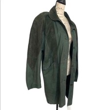 Vintage Oversized Jacket Pelle Ny Milano Olive Green Snake Print 100% Leather M