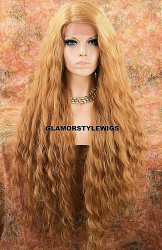 HUMAN HAIR BLEND 3 WAYS PART LACE FRONT FULL WIG EXTRA LONG WAVY LAYERED AUBURN - Picture 3 of 6