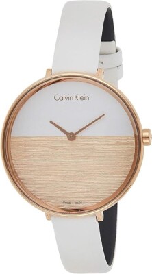 New Swiss Made CALVIN KLEIN Rise Quartz Silver and Beige Dial Ladies Watch