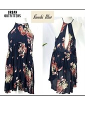 Kimchi & Blue Urban Outfitters Dress Hi Lo Womens XS Navy Rust Sleeveless Floral