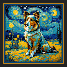 Shetland Sheepdog Sheltie Starry Night Large Refrigerator Magnet