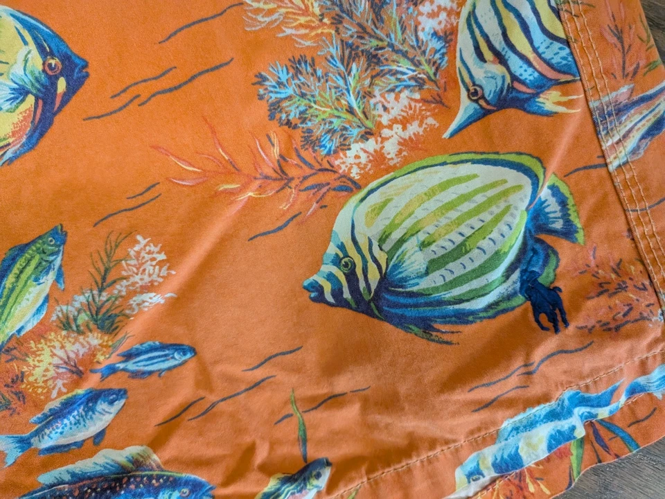 Bañador Polo Ralph Lauren Hombre Naranja Estampado de Peces GRANDE Forro Bolsillo Clase Foto 3 de 4