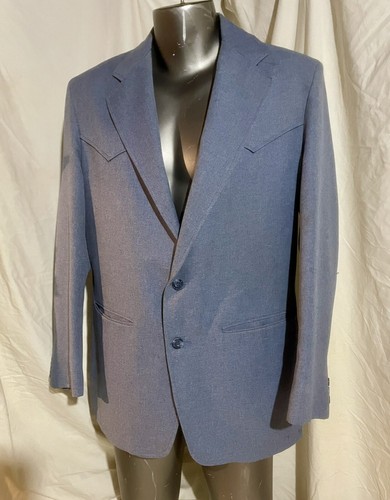 Mesquite By Niver Men's Tan WESTERN Sports Coat Jacket blue Size 44 NICE!