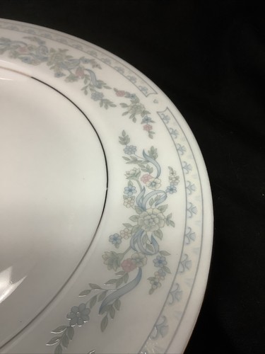 China, Dinner Plates Somerset by Excel, Floral Blue Tones w/Silver Accents - Picture 9 of 9