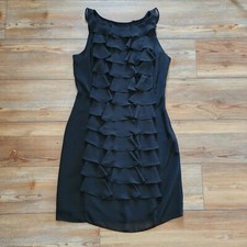 Adrianna Papell Cocktail Dress Womens 6 Black Sleeveless 
