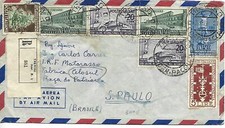 1950 20CX2+55L UNESCO+20L AUTOX2 +5L BIENNALE+20L TABACCO SU AEROGRAMMA X BRASIL