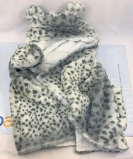 DAVID Baby Pottery Barn Critter Baby Bath Wrap Towel Gray w/ spots animal like