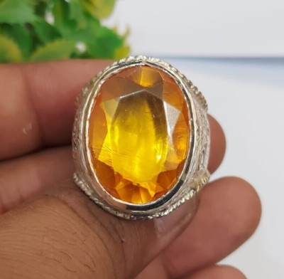 100 % natürlicher gelber Saphir Stein afrikanischer Pukhraj Edelstein Ring Geschenk Ring 925 Silber