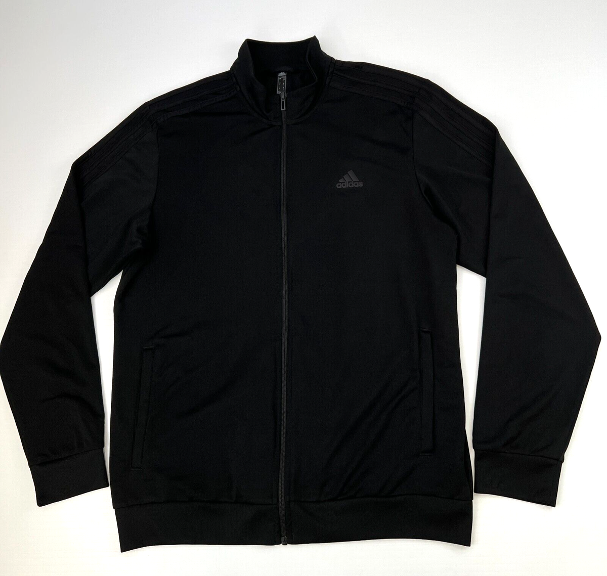 Adidas Jacket Men Large Full Zip Pocket Black Light Classic Adidas Jacket Men Large Full Zip Pocket Black Light Classic
