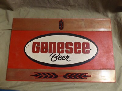 Vintage Red Plastic Bar Advertising Sign GENESEE BEER ~9.75x15.75'' Breweriania