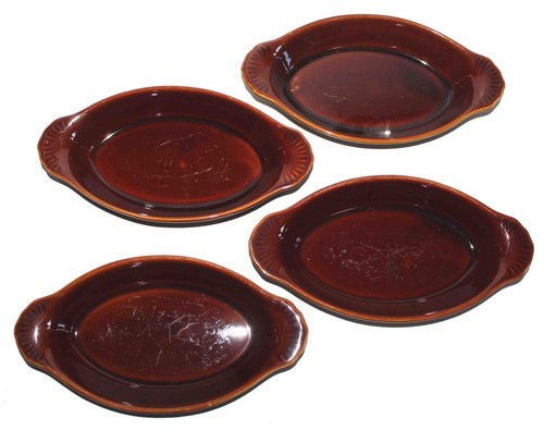 4 Ultima China Brown Restaurant 10.75" x 5.75”x 1.625" Oval Heavy Serving Plates - Picture 2 of 9