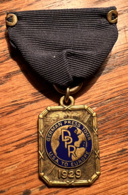 1929 German Press Tour Ribbon with Spies Bros. Medal USA-Europe