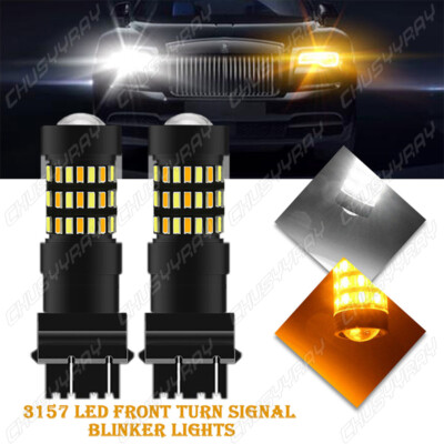 2x 3157/3457 Error-Free Switchback White/Amber 24-LED Turn Signal Parking Bulbs