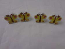 Vintage Set of 4 Yellow Butterfly Cabinet Knobs