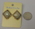 Fashion Jewelry Ladies Square Huggie Earrings Beige Leverback Fasteners
