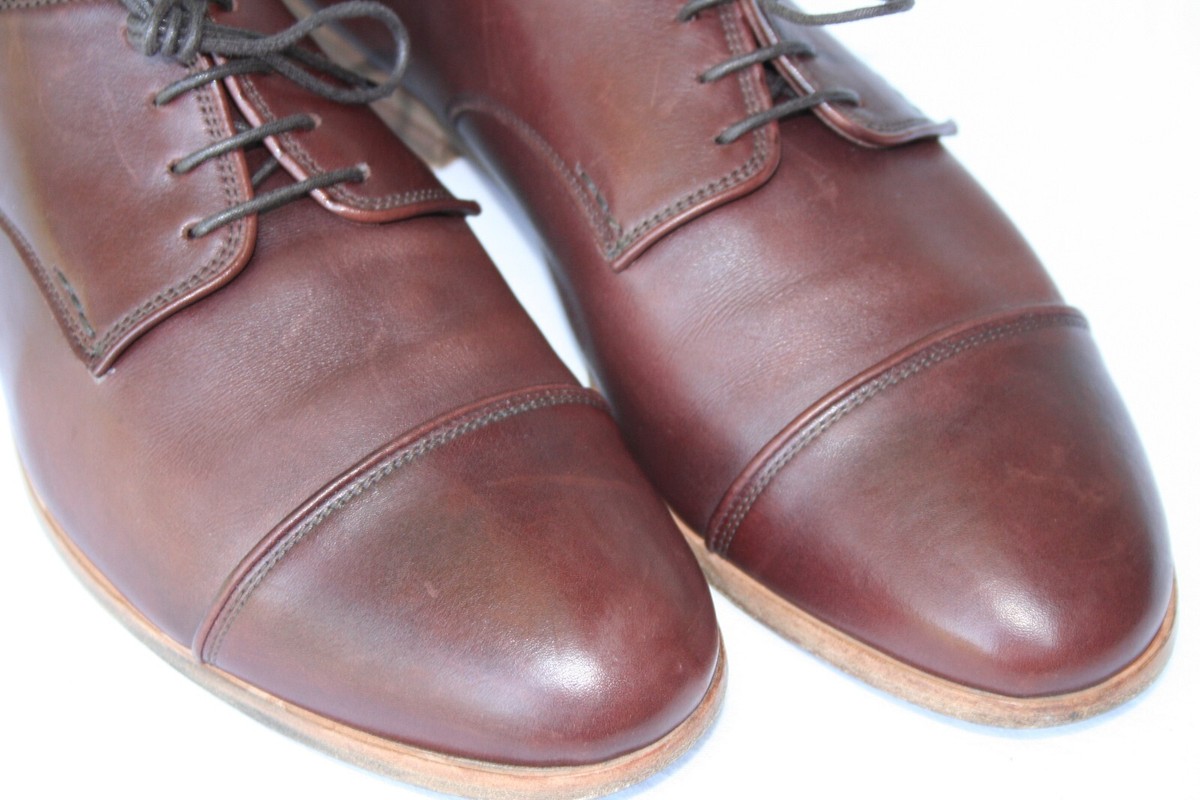 Heschung sz US 10 Brown Calfskin Cap Toe Oxford Shoes Made 