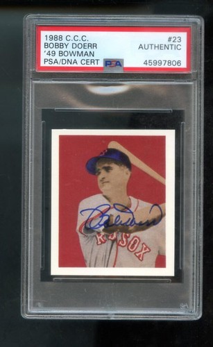 1988 C.C.C 1949 Bowman RP #23 Bobby Doerr AUTO SIGNED Autogrammkarte PSA/DNA