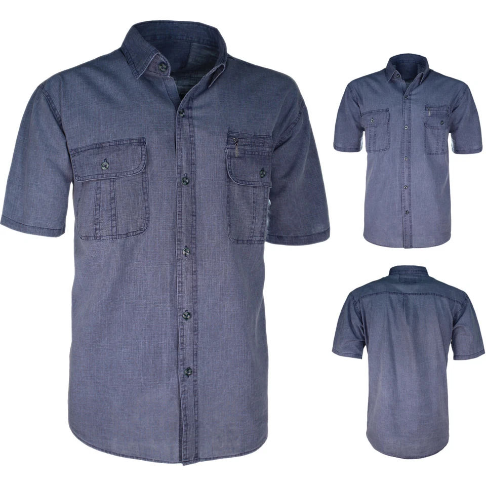 Camicia Uomo Con Taschino Cotone Comfort Regular Fit Mezza Manica Corta VEQUE - Immagine 3 di 4