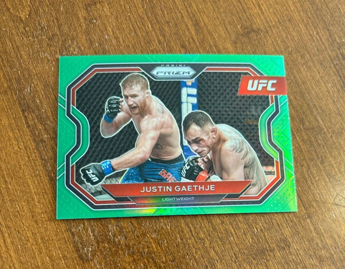 Justin Gaethje 2021 Panini Prizm Green #141 UFC Lightweight /75