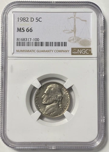 🔥1982 D Jefferson Nickel 5C NGC MS 66🔥