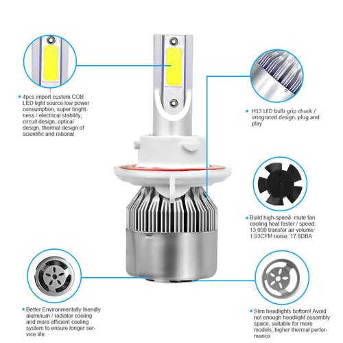 For 2004-2014 Ford F-150 8000K LED Headlight Hi/Lo + Fog Light Bulbs Combo 4x NM - Picture 10 of 14