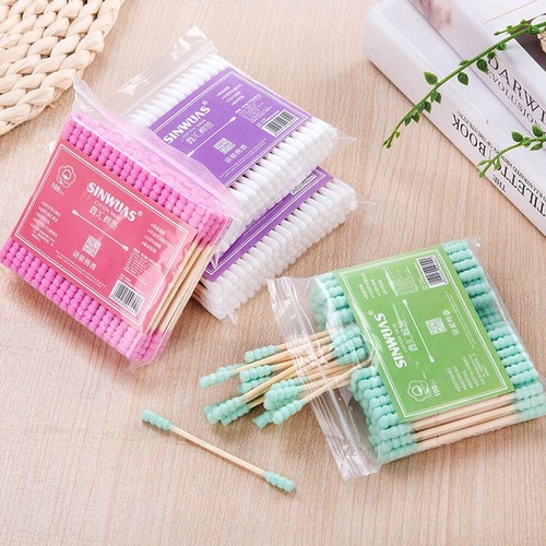 100PCS Wooden Handle Q-tips Cotton Swabs Swab Cleaning Applicators - Picture 6 of 16