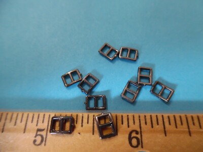 TINY METAL BUCKLES~GUN METAL BLACK~BLYTHE~4MM x 6MM~SET OF 10~DOLL BUCKLES