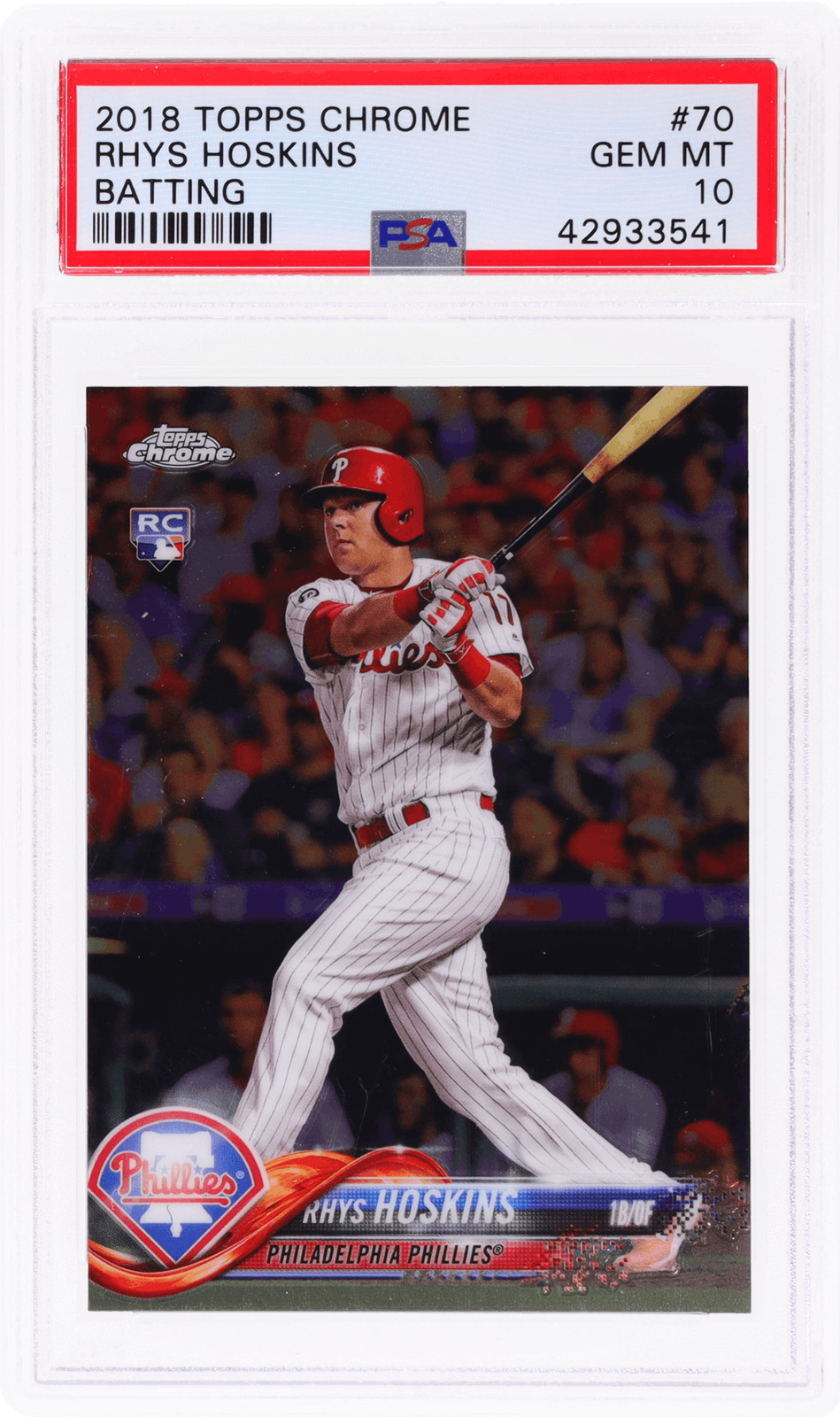 2018 Topps Chrome Rhys Hoskins Batting #70 PSA 10