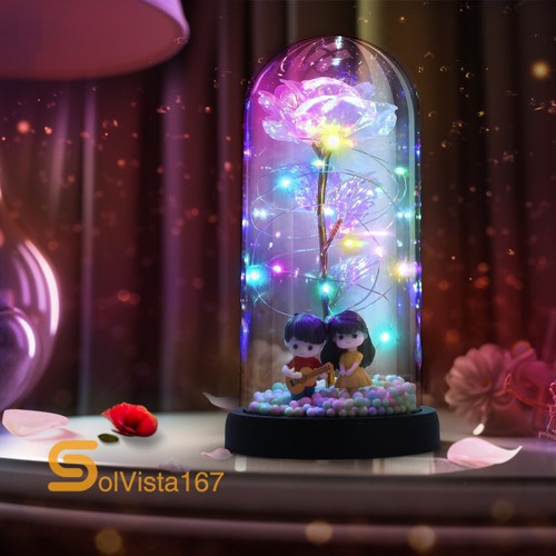 Eternal Forever Romantic Rose Flower In Glass Dome LED Light Mother`s Day Gift - Picture 26 of 102