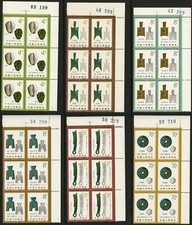 China PRC 1981 Ancient Coins 6 Corner Plate Blocks of 6 Scott #1740-47, MNH