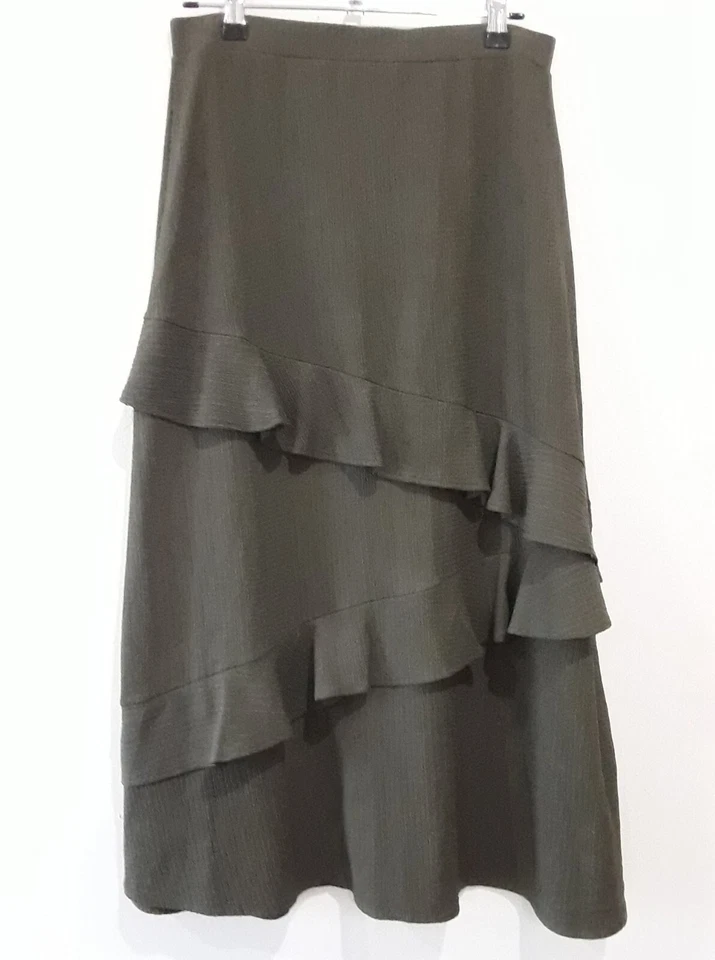 Oasis  Skirt   Womens  Small  Frill Green Elastic Waist Made in Turkey - Image 2 of 4