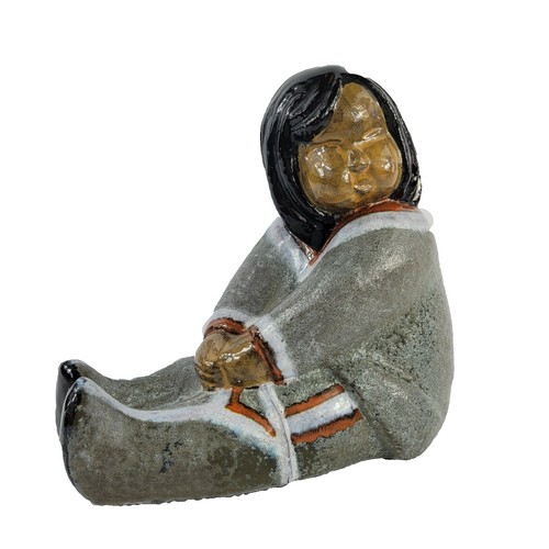 Vicke Lindstrand Uppsala Ekeby Sitting Pottery Eskimo Girl - 第 5/6 張圖片