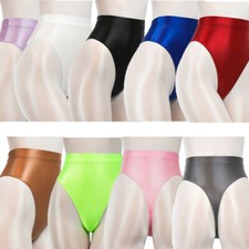 Womens Shiny Glossy Wetlook Panties Thong G-string High Waist Underwear Briefs