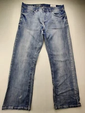 Axel T.K Slim Boot Men's 36x30" Blue Wash Distressed Stretch Jeans