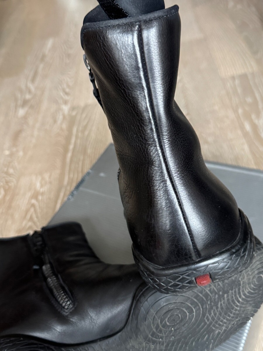 Prada Sport Lux Men's Black Leather Side-Zip Boots. Calzature Uomo