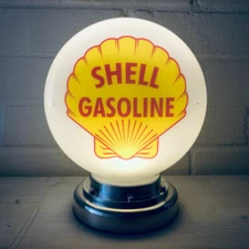 Shell Gasoline Mini Gas Petrol Pump Globe Alloy Base Desk Lamp UK EU US