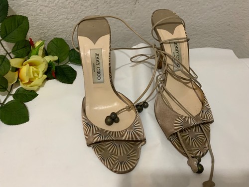 JIMMY CHOO Gold Metallic Strappy Pumps Heels size 41 - Picture 3 of 13