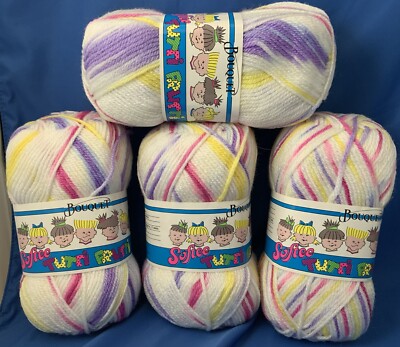 SPINRITE Softee Yarn  Tutti Frutti  Lot of 4 Skeins #4021 Same Dye Lot 190yds Ea