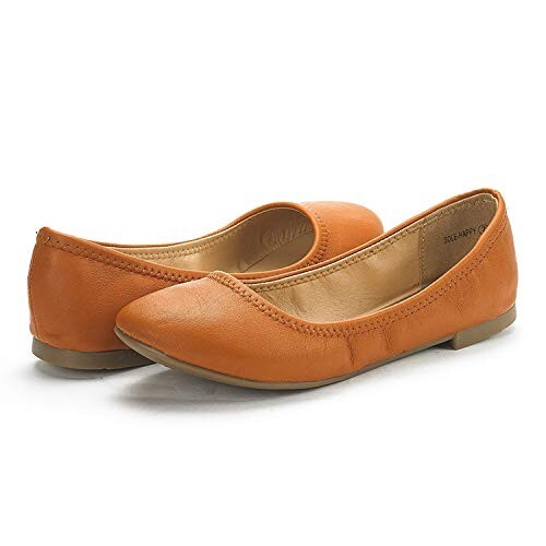 DREAM PAIRS Womens Ballerina Walking Flats Shoes, Tan - 7.5 (Sole-Happy) - Picture 1 of 6
