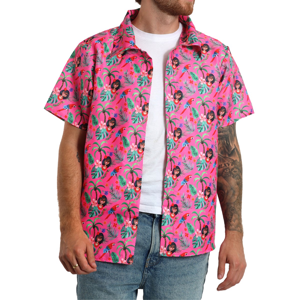 pink floral dress shirt Amazon.com: WDIRARA Men's Floral Lace See Through Button Front Short Sleeve Shirt Summer Tee Top Hot Pink X-Large : Clothing, Shoes & Jewelry