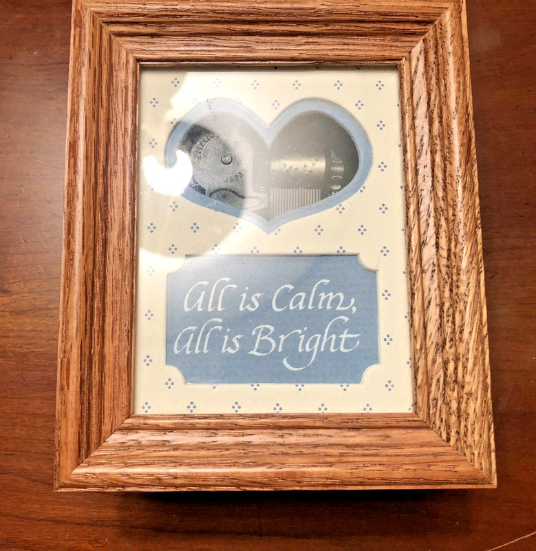 Dunn Ohio Christmas Music Box Red Oak Framed Plays Silent Night Made in the USA