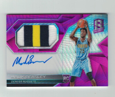 MALIK BEASLEY 2016-17 Panini Spectra JUMBO PATCH AUTO PINK Prizm #/49 Rookie RC